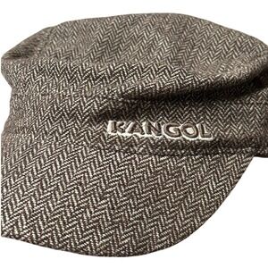 Kangol Herringbone Army Cap Brown Tweed Cadet Military Hat Medium 9982BCHW